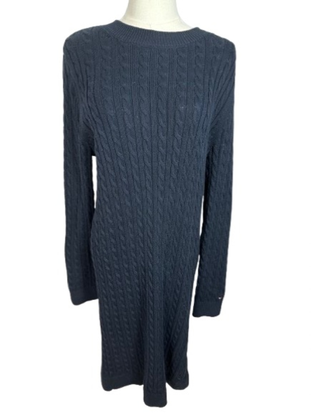 Tommy Hilfiger Navy Sweater with Red & White Stripe Detail Size M